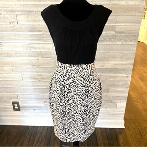 Calvin Klein Fitted Black Beige Snake Print Dress